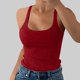 thumbnail image 3 of Camiseta sin mangas de cuello redondo y tirantes finos para mujer - Camiseta ajustada de algodón, camiseta informal sin mangas para combinar en primavera/verano, 3 of 4