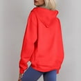 thumbnail image 6 of Women's Fashion Casual Solid Color Sweatshirt Loose Zipper Cardigan Long Sleeve Hooded Jacket for Fall and Winter Casual Wear,Red,3XL, 6 of 6