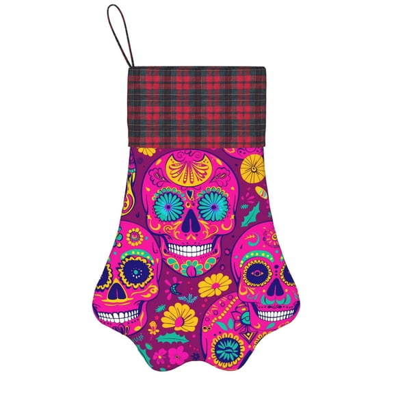 Dog Paw Decorative Socks 17x11.8in Top With A Strap Design For Easy Hanging For Festive Christmas Party Decorations Festive Sugar Skulls (8)