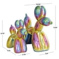 thumbnail image 3 of 9", 7"H Multi Colored Ceramic Balloon Dog Sculpture with Rainbow Shimmer Finish, by DecMode (2 Count), 3 of 12