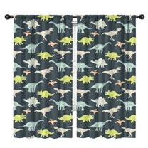 Blackout Kids Curtains,Dark Watercolor Dinosaur Pattern Childrens Insulated Curtains Set Of 2,Bedroom Essentials,Toddler Room Decor 42"x84"
