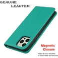 thumbnail image 5 of for iPhone 12/iPhone 12 Pro Wallet Case with RFID Blocking Card Slots Holder and Wrist Strap,Flip Folio Magnetic Closure,Kickstand,Genuine Leather Cover Case for iPhone 12 Pro 6.1",Pure Green, 5 of 15