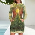 thumbnail image 3 of Christmas Dresses for Women Women's Sweatshirt Dress Long Sleeve Hoodies Dresses with Snowflake Christmas Tree Print for Casual Fall and Winter Wear,Army Green,L, 3 of 7