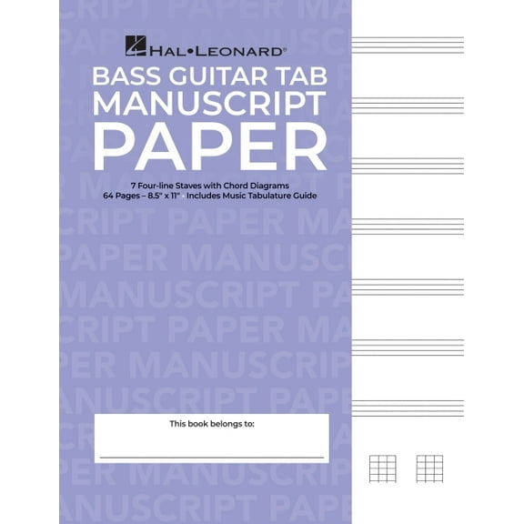 Bass Guitar Tablature Manuscript Paper, (Paperback)