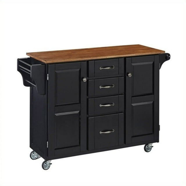 Homestyles Create-a-Cart Finition Noire avec Dessus en Chêne