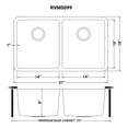 thumbnail image 6 of Ruvati 31-inch Undermount Kitchen Sink 50/50 Double Bowl 16 Gauge, 6 of 10