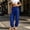 Blue, variant on Ynynloco Womens Summer Casual Cotton Linen Pants Drawstring Elastic High Waisted Work Trousers Joggers Trendy Harem Pants with Pockets