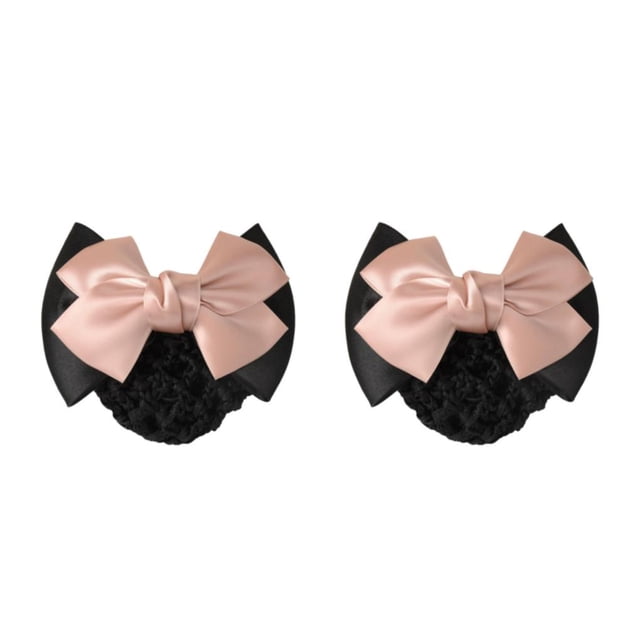 relayinert Good Gifts Snood Net Professional Hair Plate Mesh Pocket For Hair Professionals Two Bows- light pink 2Set
