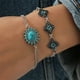 thumbnail image 1 of Juego de 2 pulseras de cadena de cobre con eslabones bohemios para hombre y mujer, joyería vintage ajustable, brazalete apilable de aleación para uso diario., 1 of 9