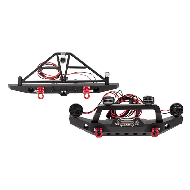 Parachoques traseros frontales anti-colisión con luces LED 1:10 Reemplazo de control remoto de la oruga para Axial SCX 10 III AX103007 2 Piezas Scienceny FN001257-00