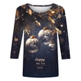 thumbnail image 5 of FcBaudy Hauts pour Femmes, Blouses et Chemises à Manches Longues et Col Rond, Chemises pour Femmes, T-shirt Imprimé Mode Femme, Blouse à Manches 3/4, Blouse Décontractée en Polyester pour Femmes, 5 of 5