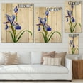 thumbnail image 4 of Designart 'Blue Iris Flower Retro Style' Traditional Print on Natural Pine Wood, 4 of 5