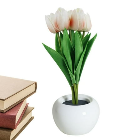 

Laideyi Led Tulip Night Light USB Table Lights Simulation Tulip Night Light With Vase Six Branches Flowers Table Lamp Ornaments For Home Desktop Decor Night Lamp very well