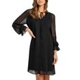 thumbnail image 2 of VISgogo Vestido Corto Mujer, Color Sólido Escote en V Manga Larga Amarre Volante Suelto Una Pieza para Primavera Otoño, S/M/L/XL VISgogo moda, 2 of 9