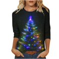 thumbnail image 2 of Holiday Gifts! Titcea Christmas Shirts for Women 3/4 Sleeve Crewneck Glitter Xmas Tree Print Pullover Christmas Sweaters 2024 Fashion Casual Tops, 2 of 4