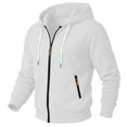 thumbnail image 2 of BiZtdJrK Mens Zip Up Hoodie Lightweight Slim Long Sleeve Sweatshirt Solid Color Casual Workout Hooded Jacket with Pocket, White, XL, 2 of 8