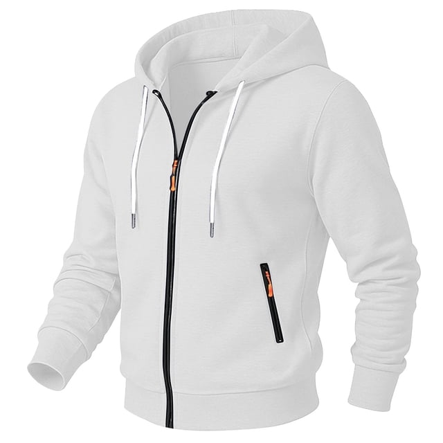 cfhntfmh Chandail à Capuchon en Molleton pour Homme Décontracté à Manches Longues à Fermeture Éclair Complète Chandails Molletonnés à Enfiler avec Poche à Fermeture Éclair Veste d'Entraînement Athlétique