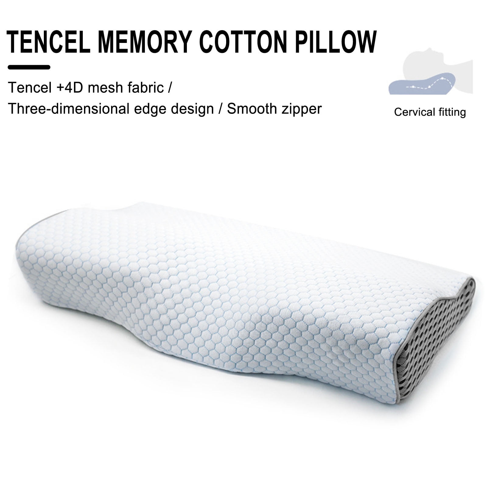 WZXPWT Memory Foam Pillow, 20"x12" Ergonomic Cervical Support Neck Pillow, Breathable Comfortable Sleep Pillow, Easy-to-Clean Standard Size Bed Pillow