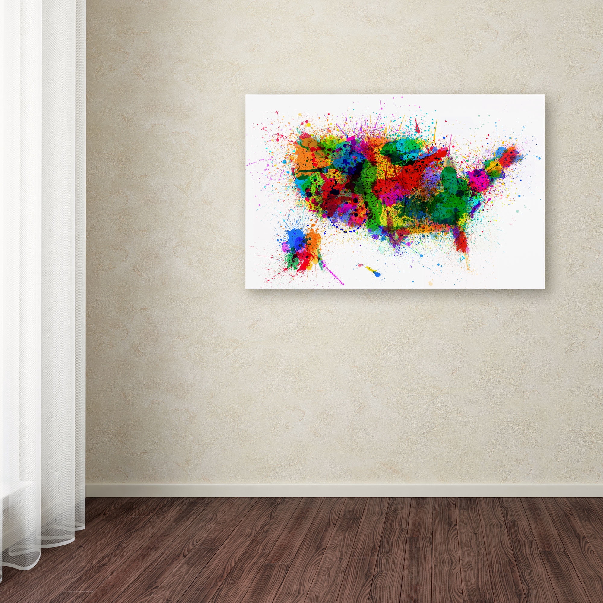 Trademark Fine Art "US Paint Splashes" Canvas Art by Michael Tompsett