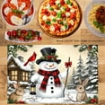 thumbnail image 2 of JOOCAR Christmas Snowman with Rabbits and Cardinal Scene Linen Table Mats Set of 4 for Home Kitchen Table Decor 12x18 inch, 2 of 5