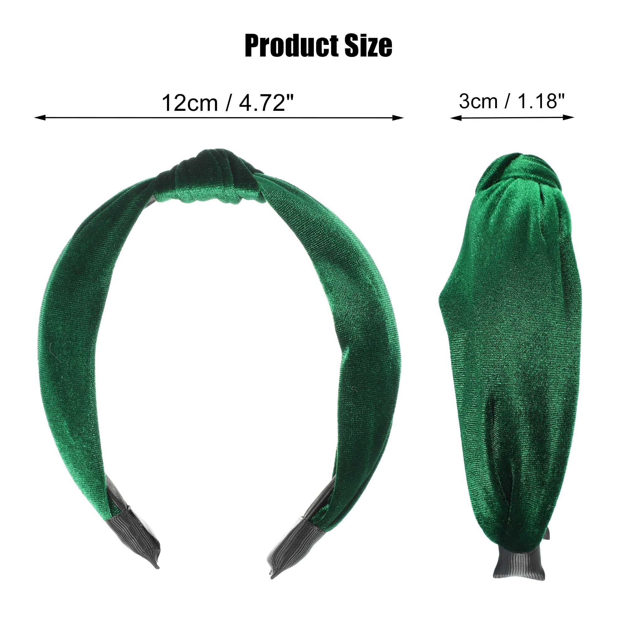 Unique Bargains Velvet Knotted Headbands Hairband for Women 1.2 Inch Wide Dark Green