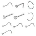 thumbnail image 1 of Nostril Rings Stainless Steel 10PCS Decorative Nose Studs Nose Piercing Rings, 1 of 10