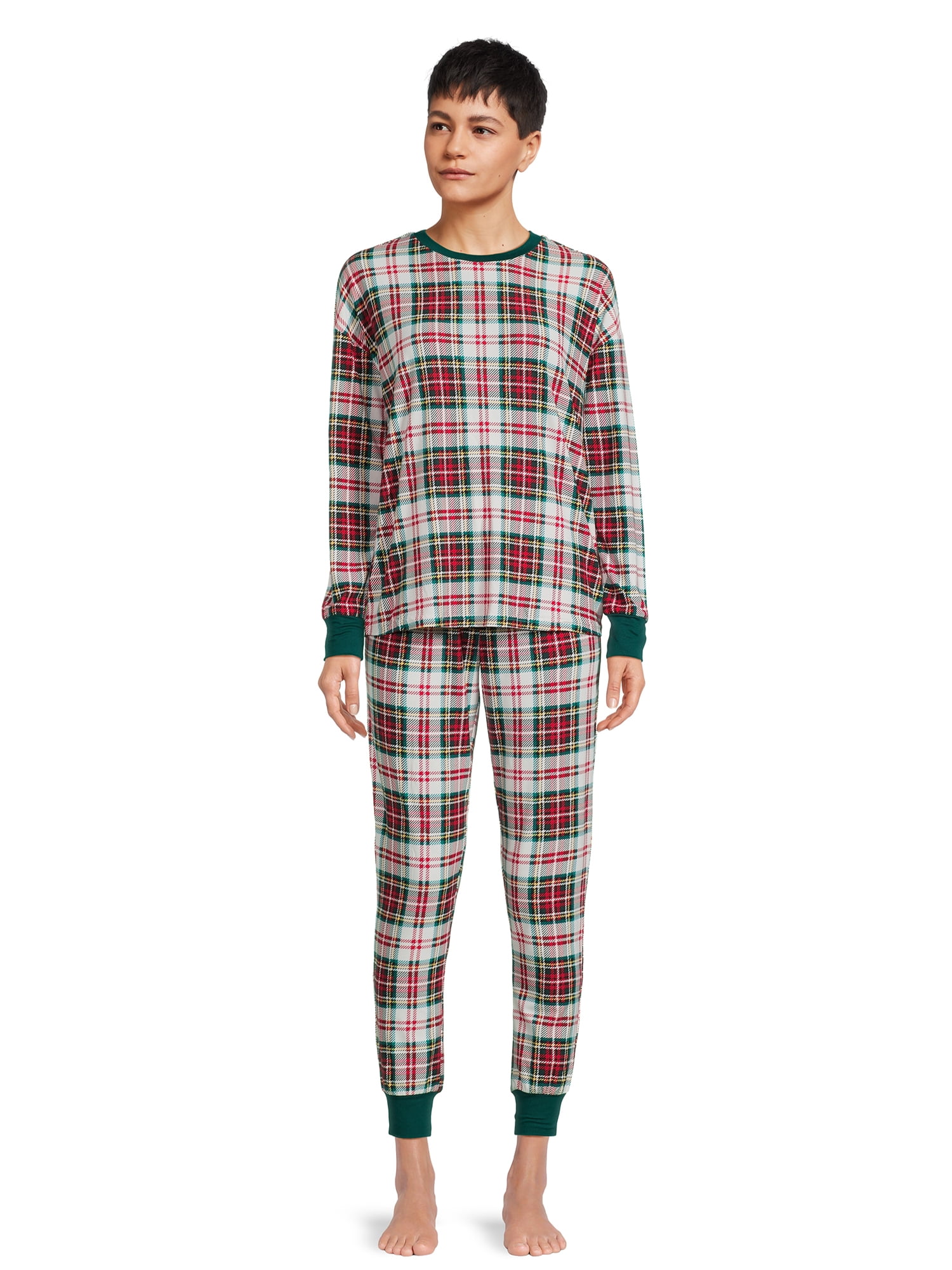 Jolly Jammies Women's Holiday Plaid Matching Family Pajama Set, 2-Piece, Sizes S-3X