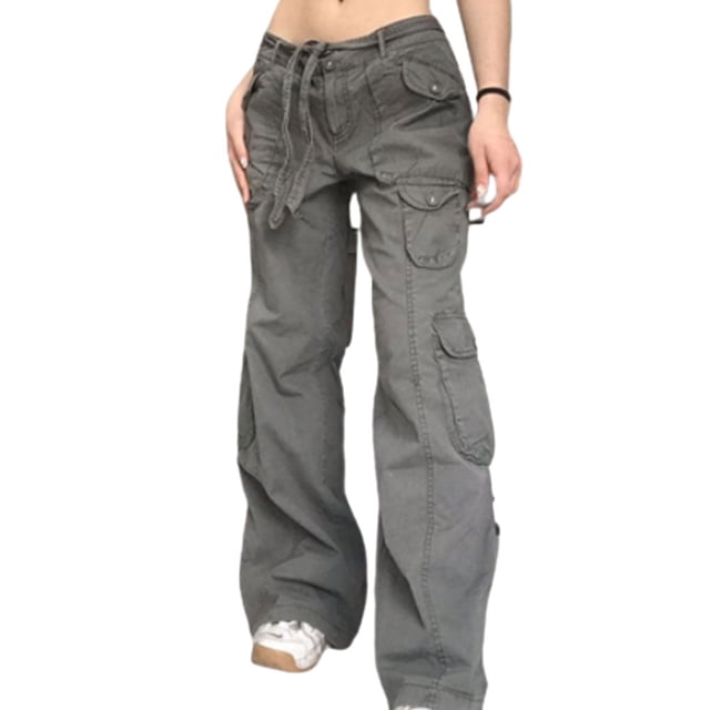 Jumpingount Pantalones vaqueros de pierna ancha y recta de talle alto, vaqueros de mujer únicos y frescos de talla adecuada, fáciles de limpiar Prendas para la parte inferior del cuerpo Verde gris SG