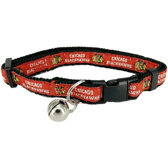 Pets First Plastic & Nylon Chicago Blackhawks NHL Fashion Break-Away Cat Collar, Red, S