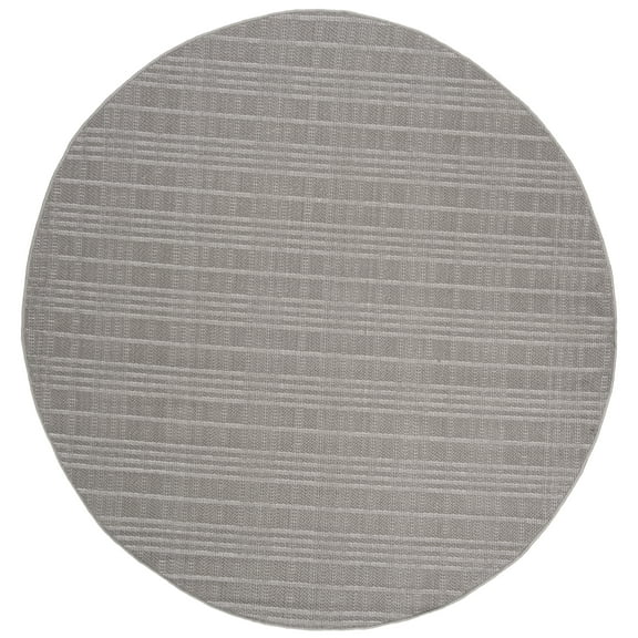 Safavieh Machine Washable Rug Indoor/Outdoor Bermuda Collection Kyleigh Geometric Area Rug, Grey, 6'7" x 6'7" Round