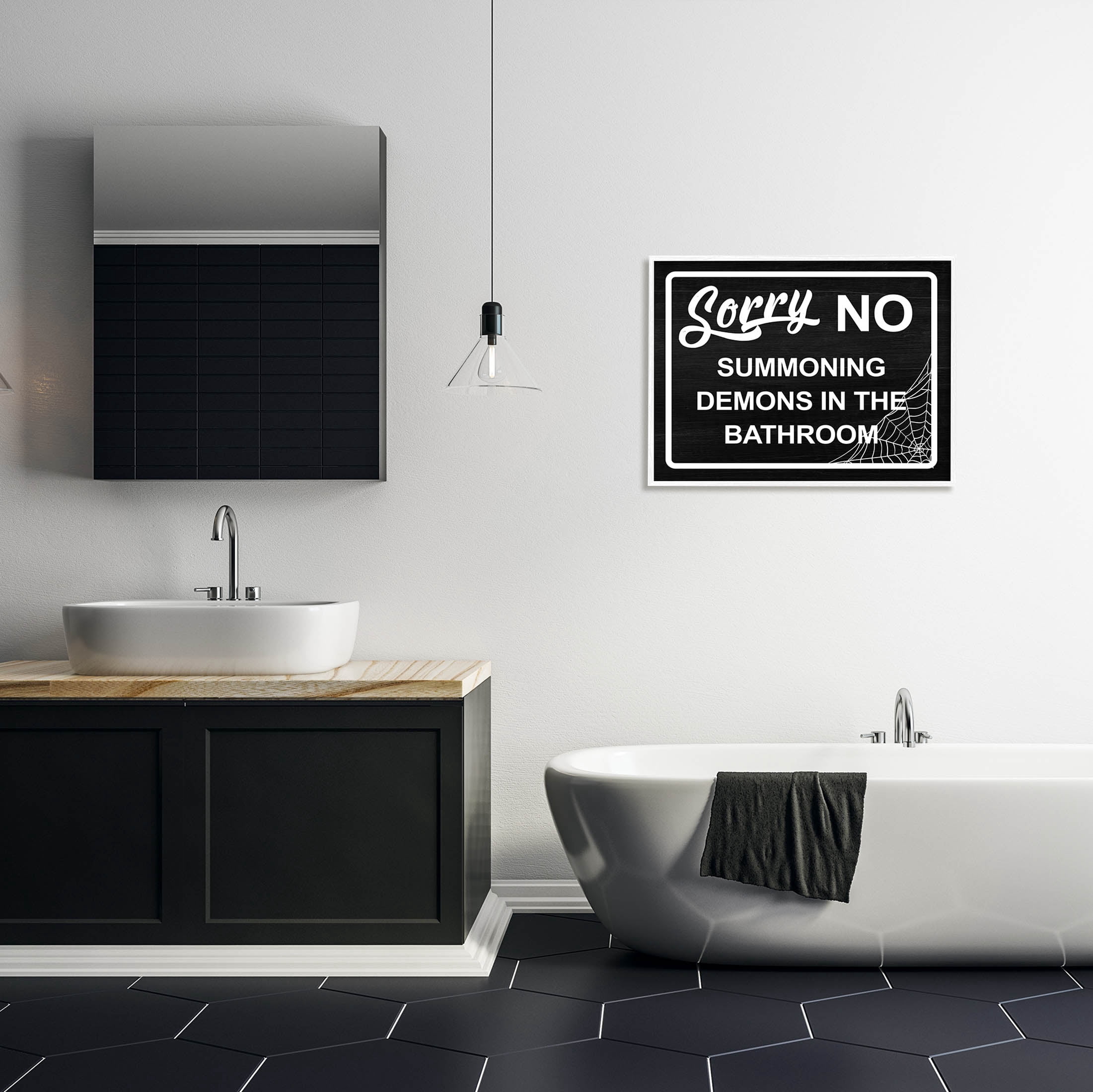 Stupell Industries No Summoning Demons Phrase Graphic Art White Framed Art Print Wall Art, Design by Lil' Rue