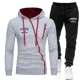 thumbnail image 1 of Ropa para hombre Novedad en chándal deportivo con cremallera y estampado, sudaderas con capucha informales, pantalones deportivos para correr, chaqueta de calle europea, abrigo, 1 of 4