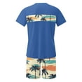 thumbnail image 4 of VBTAPA Men's 2 Piece Short Sleeve Tracksuit Tropical Palm Graphic T Shirt and Shorts Set Summer Casual Beach Outfits Hawaiian Matching Sets Lightning Sales of The Day Blue M, 4 of 6