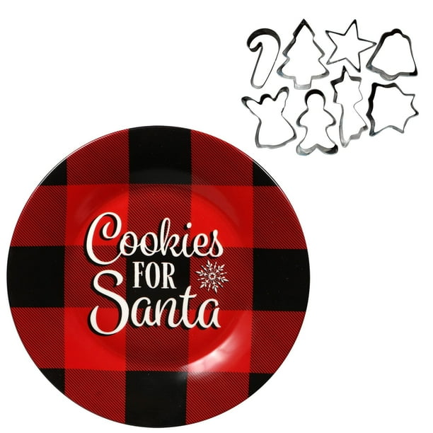 Christmas Cookie Plate with Christmas Cookie Cutters Set, Cookies for Santa Plate, Santa Cookie
