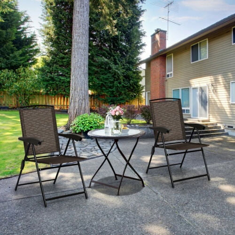 Topbuy Set of 4 Folding Sling Chairs Steel Armrest Patio Garden Pool Adjustable Back - image 4 of 10