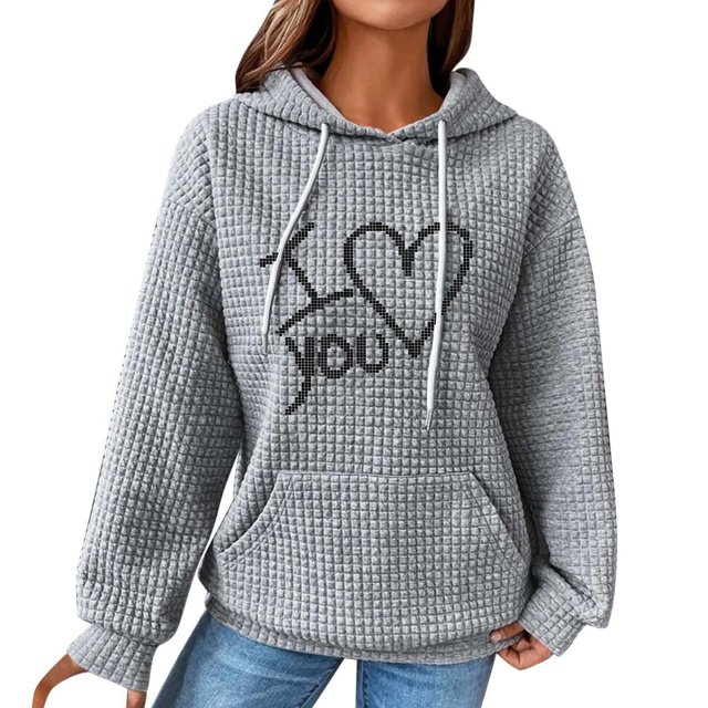 WEAIXIMIUNG Sweat à Capuche Rayé pour Femmes 3X Automne/hiver Ajustable avec Poches et Motif Imprimé/graphique
