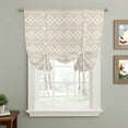 thumbnail image 2 of Beige Boho Balloon Curtains for Windows, Bedroom Curtains 54 Inch Length, Vintage Ethnic Tribe Abstract Art Geometric Tie Up Curtains Panels Thermal Insulated Bathroom Curtains Window 42"x54", 2 of 8