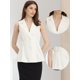 thumbnail image 2 of Chaleco Sin Mangas para Mujer con Cuello de Solapa y Espalda Cruzada Plisado Sin Mangas blanco XS, 2 of 6