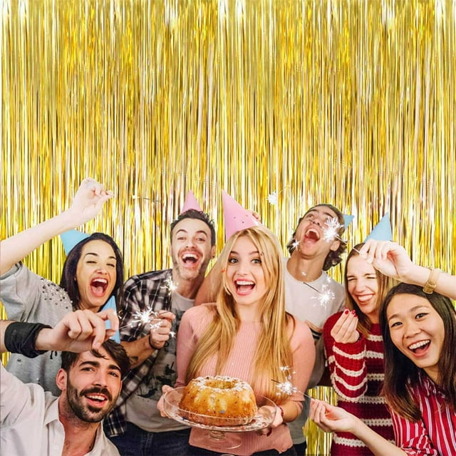 Foil Fringe Curtain for Wedding Birthday Party Decorations Photo Booth Streamers Graduation Holiday Bridal Shower MultiScene Decoration