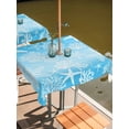 thumbnail image 2 of Outdoor Tablecloth with Umbrella Hole for Patio/Picnic/Party/Camping, Blue Ombre Coastal Waterproof Table Cloth Square Cover Washable, Sea Nautical Summer Beach Starfish Coral (60"x 60"), 2 of 8
