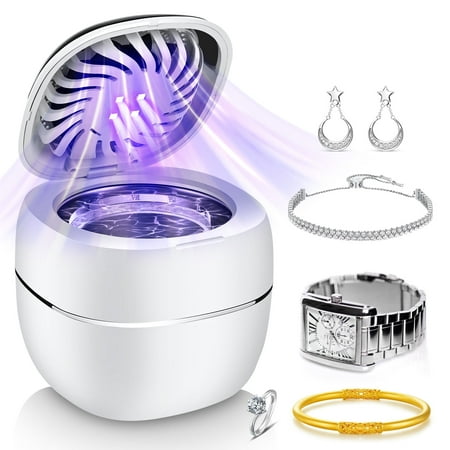 Upgraded Ultrasonic Retainer Cleaner, 45kHz Retainer Cleaner Machine for Denture Cleaner, Retainer Cleaner, Mouth Guard Cleaner, Night Guard Cleaner with 200ML Dental Cleaning Pod(White)