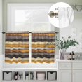 thumbnail image 3 of Farm Gradient Yellow Brown Wood Grain Curtain Tier and Valance Set 3 Piece, Vintage Wood Board 3-inch Rod Pocket Window Tier Curtains Valance for Kitchen Living Room, 3 of 9