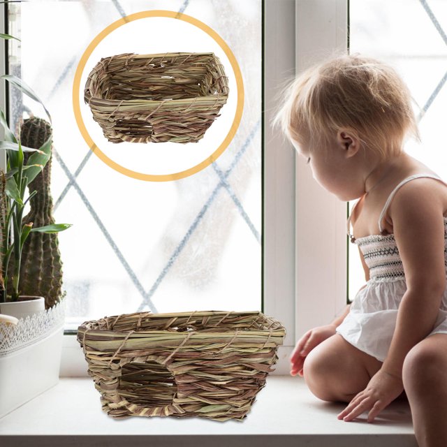 BRIGHTFUFU 1Ud Nido Tejido Para Mascotas Con Materiales Naturales Y Protección