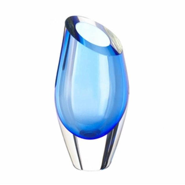 Home Decor Blue Cut Glass Vase