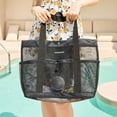thumbnail image 5 of LHNFT Mesh Beach Bag with Rope Handles, Mesh Tote Bag for Women Contains Wicker Oversized Beach Tote Bag with 5 Small Pockets (Black), 5 of 6