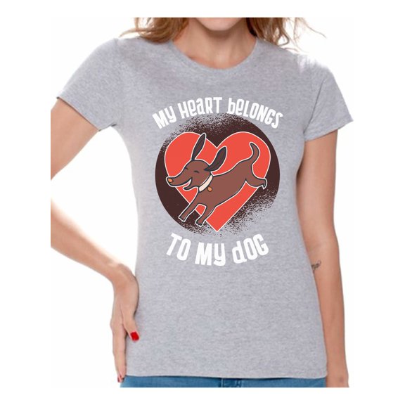 Awkward Styles Funny Valentine's Day T-Shirt for Singles Dog Lover T Shirts for Women Puppy Print