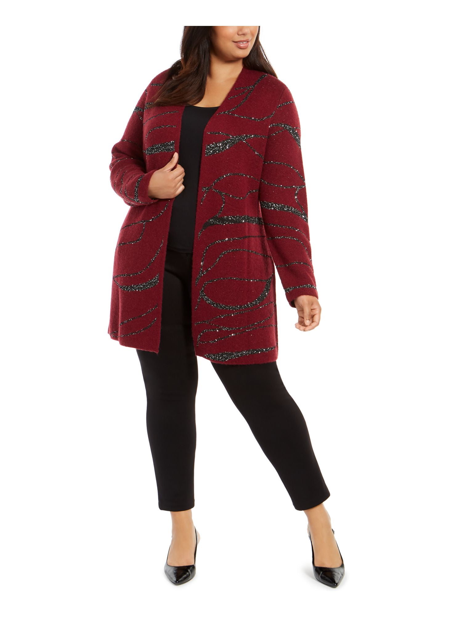 red sequin cardigan