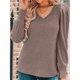 thumbnail image 5 of Suéteres de Mujer, Blusas Tipo Túnica de Larga con Cuello en V y Estilo Casual Caqui S, 5 of 7