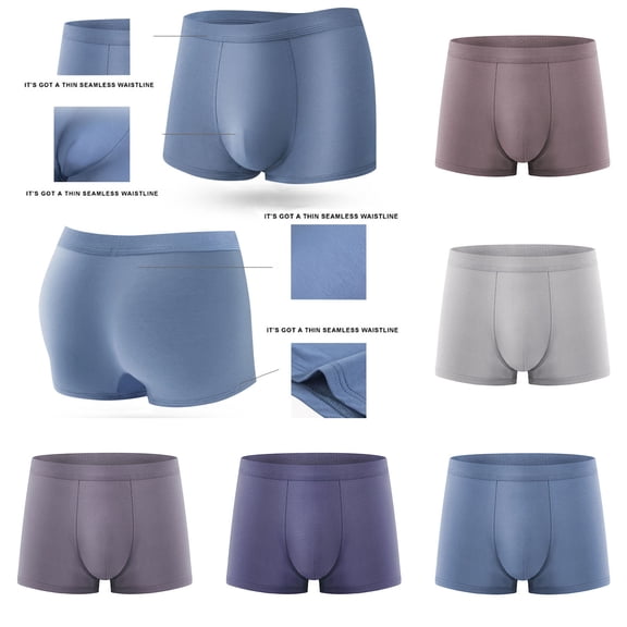 Paiwinds Men's Boxers, Modal Breathable High-Elastic Middle Waist Underwear, Seamless Regular Fit for All-Day Comfort at Home and Leisure