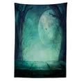 thumbnail image 3 of Ambesonne Teal Tablecloth Rectangular Table Cover, Spooky Forest Halloween, 60"x84", Teal, 3 of 4
